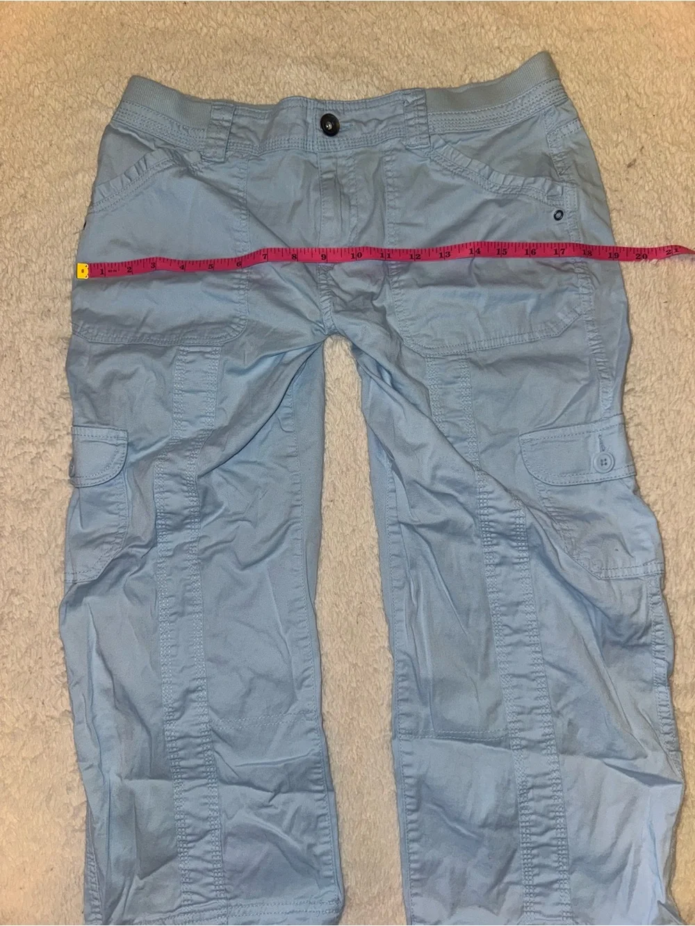 Style & Co Baby Blue Cargo Capri Pants Y2K Utility 🌸🩵